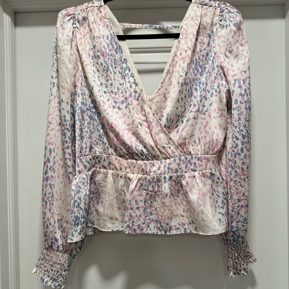 Express Pink and Blue Long Sleeve Blouse